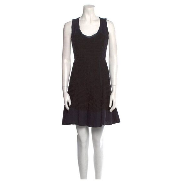 prada authentic Solid Black Textured Vintage Tank A Line Mini Dress 38 Xs - Picture 1 of 8